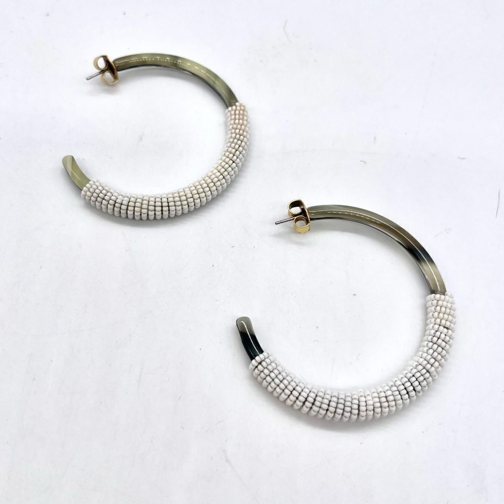 J.Crew Tortoises and Beaded open Hoop Earrings